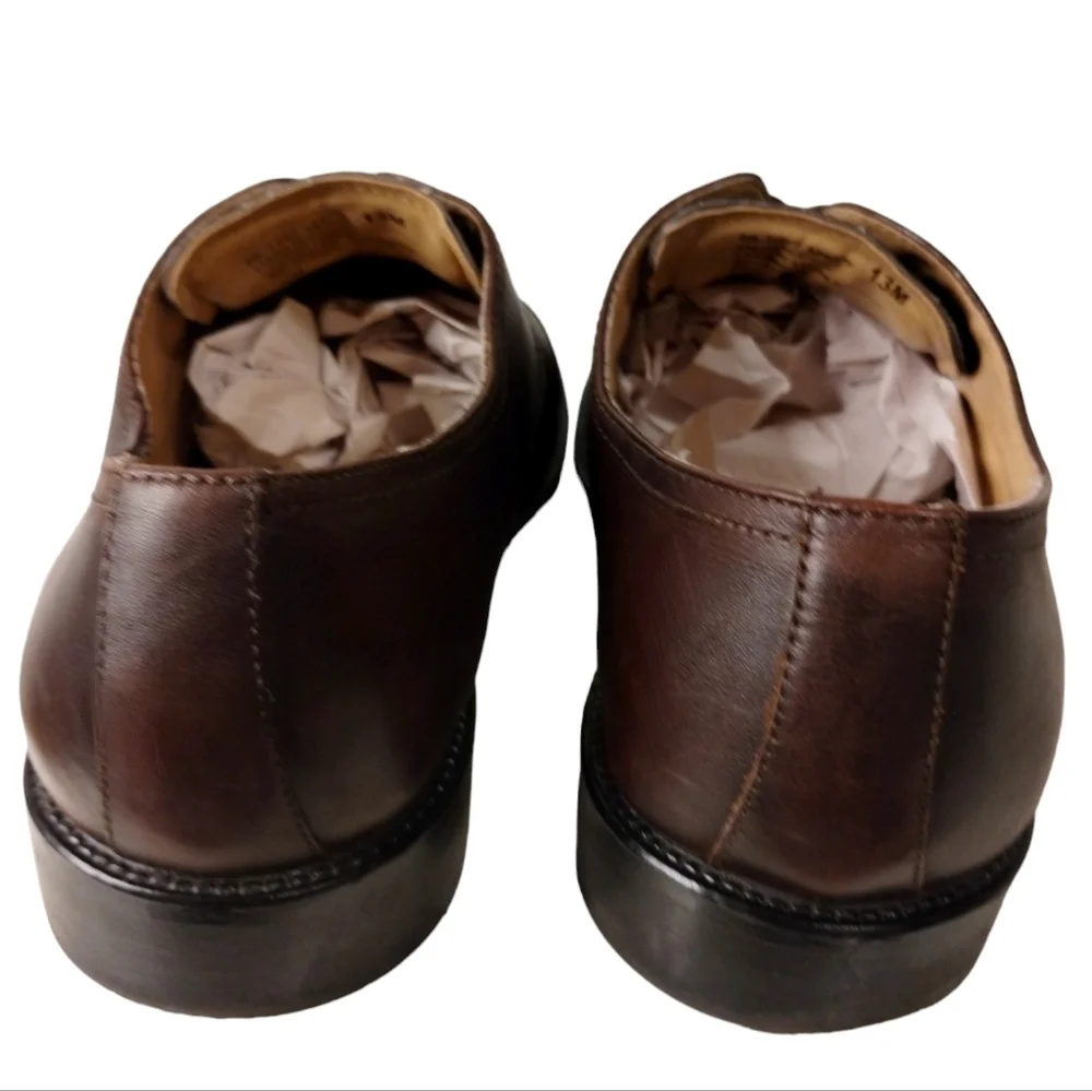 Chaps Lace Up Loafers Mens Size 10.5‎ Brown Leather Cap Toe Casual Career Shoes